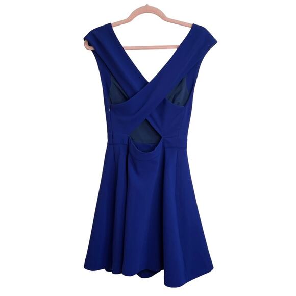 BA&SH Royal Blue Pleated Cross Back Sleeveless Dress - Picture 2 of 8